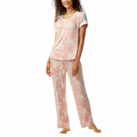 Lucky Brand Womens Pajamas Set 4 Piece Pink Floral - Picture 2 of 8